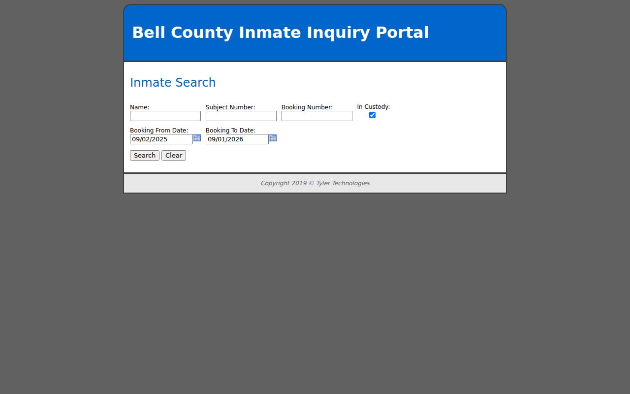 Fort Cavazos residents directory Bell County inmate inquiry search form