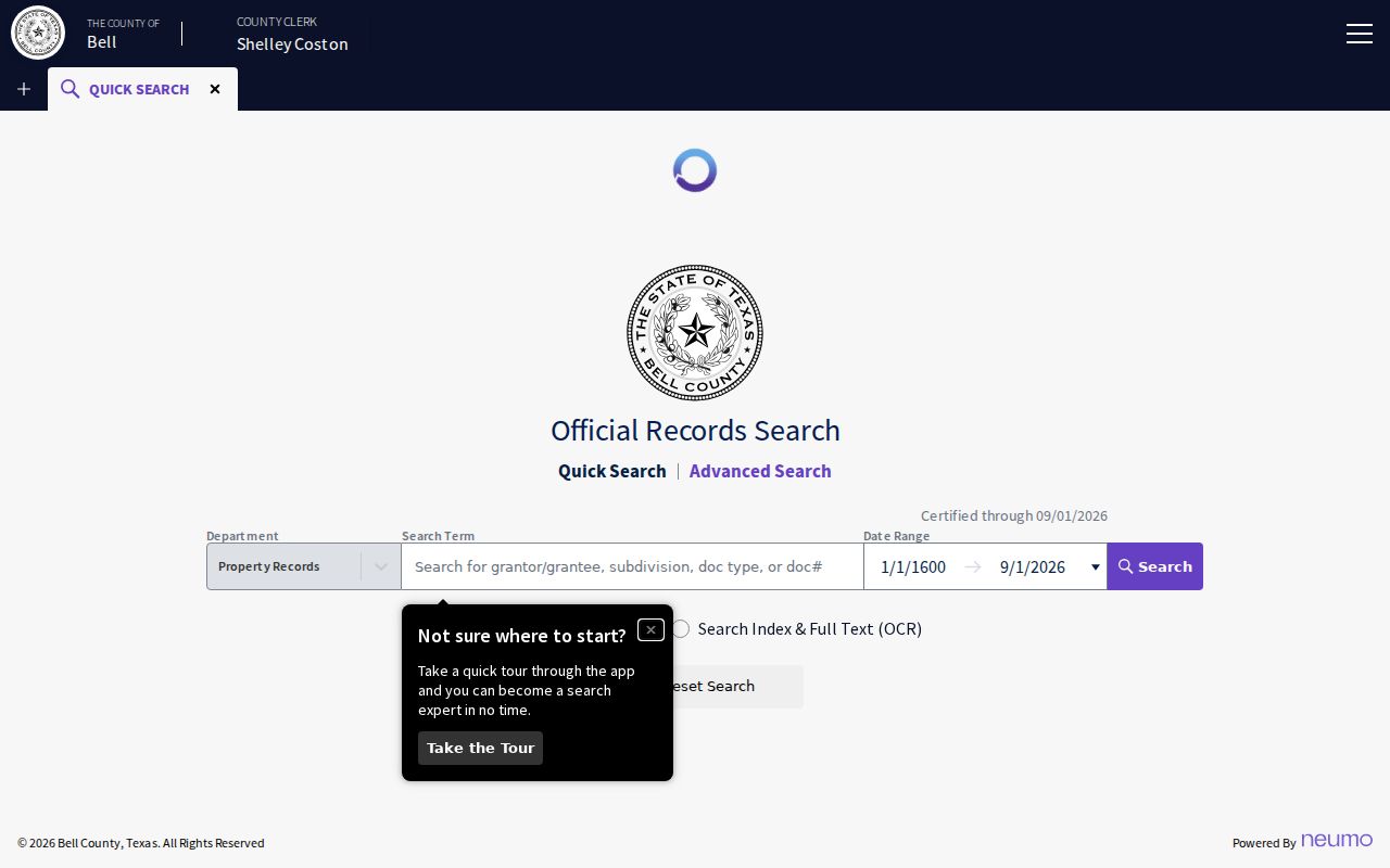 Fort Cavazos previous residents Bell County deed-index search controls