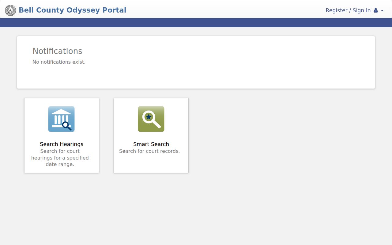 Fort Cavazos resident lookup using the Bell Odyssey Public Portal court-search entry