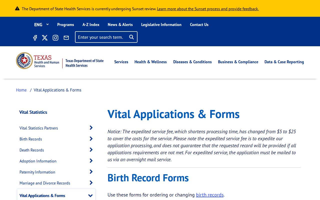 Fort Cavazos resident lookup reference for Texas DSHS vital-record forms