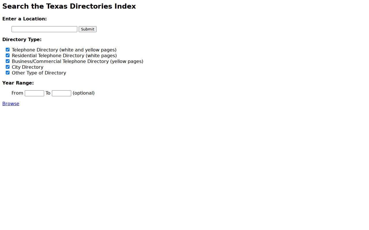 Fort Cavazos street directory research through the UT Texas directory index